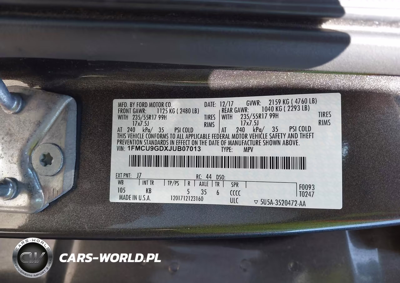 2018 Ford Escape Se VIN:1FMCU9GDXJUB07013 - 9