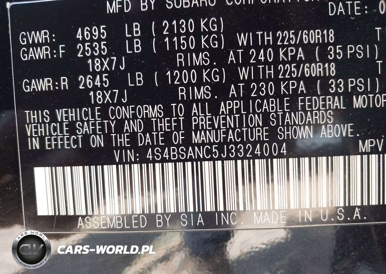 2018 Subaru Outback 2.5I Limited VIN:4S4BSANC5J3324004 - 9