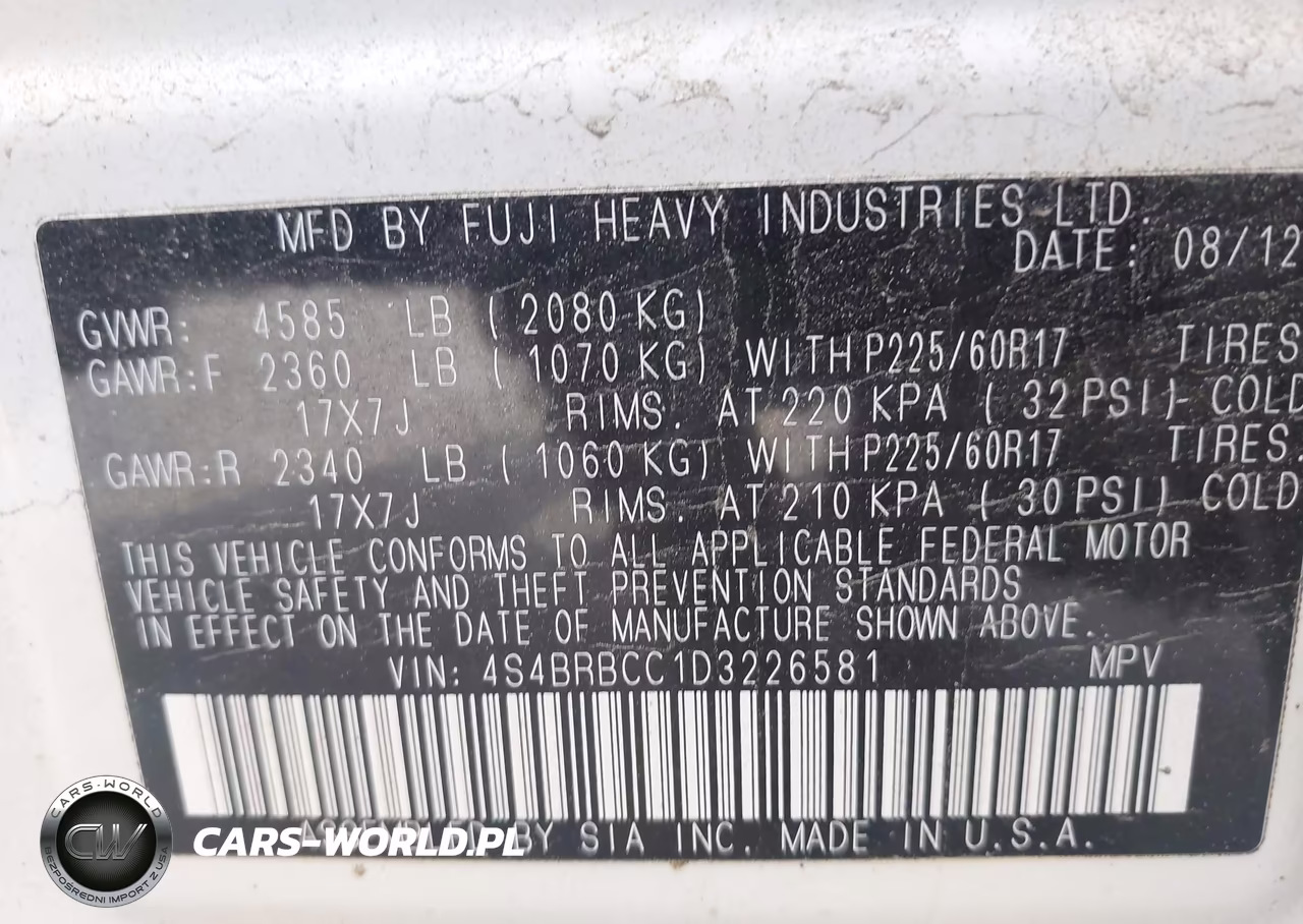 2013 Subaru Outback 2.5I Premium VIN:4S4BRBCC1D3226581 - 9