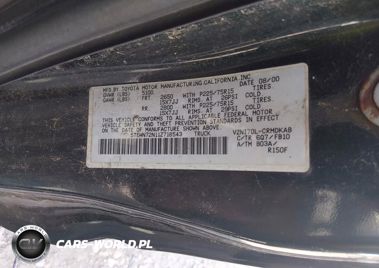 2001 Toyota Tacoma Base V6 VIN:5TEWN72N11Z718543 - 9