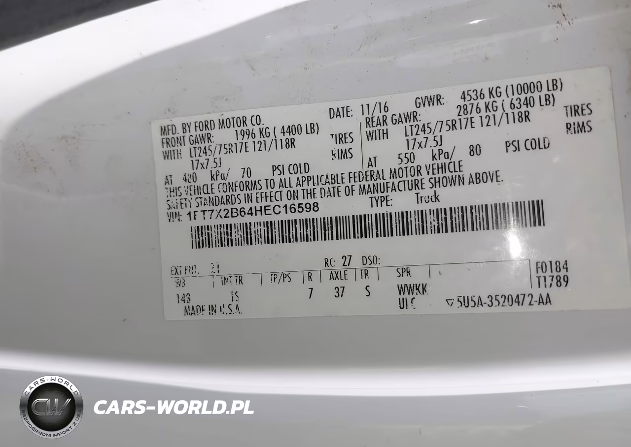 2017 Ford F-250 Xl VIN:1FT7X2B64HEC16598 - 9