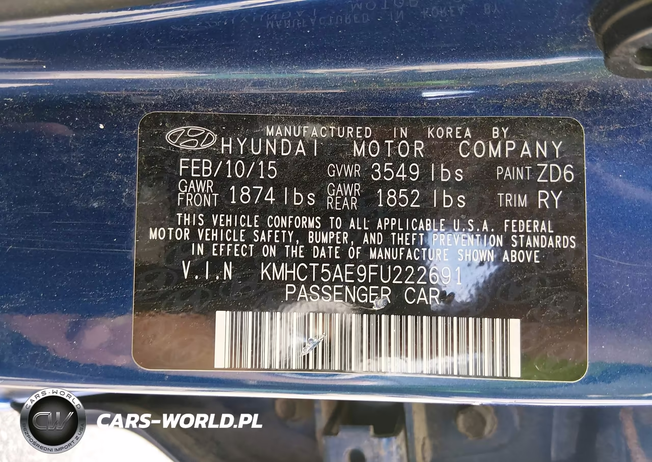 2015 Hyundai Accent Gs VIN:KMHCT5AE9FU222691 - 9