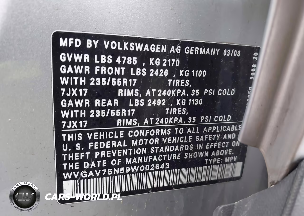 2009 Volkswagen Tiguan S-Se-Sel VIN:WVGAV75N59W002643 - 9