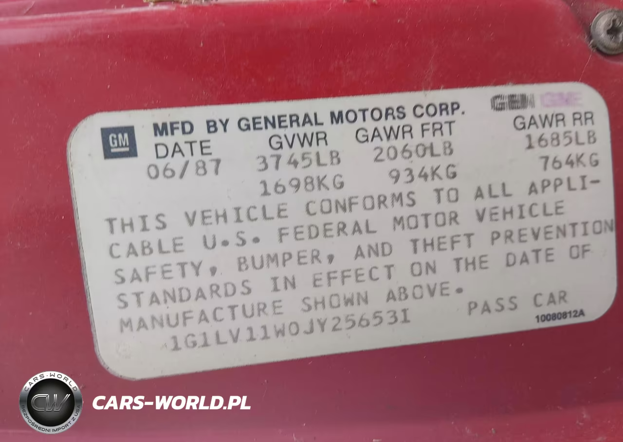 1988 Chevrolet Beretta VIN:1G1LV11W0JY256531 - 9