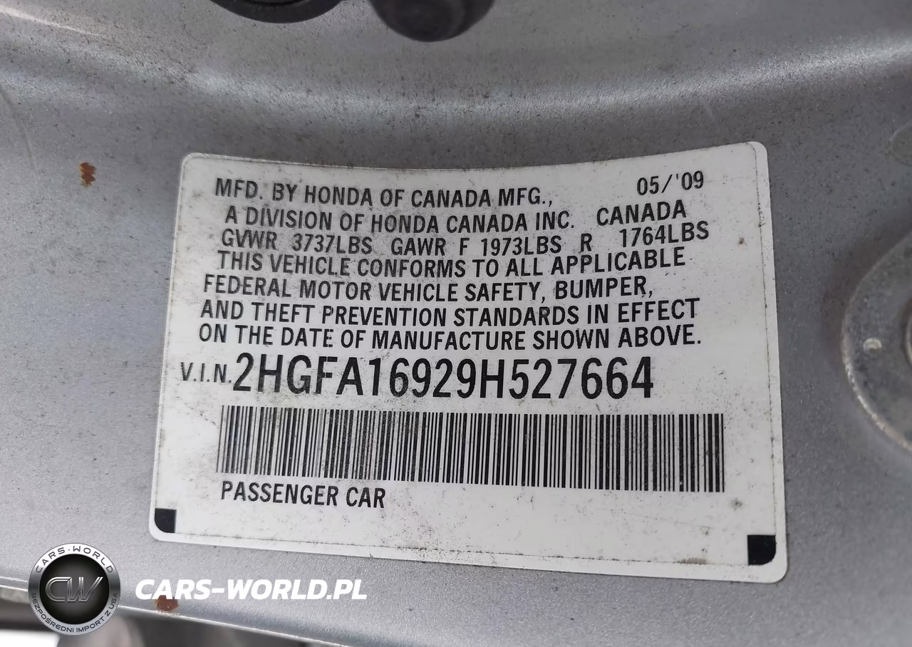 2009 Honda Civic Ex-L VIN:2HGFA16929H527664 - 9