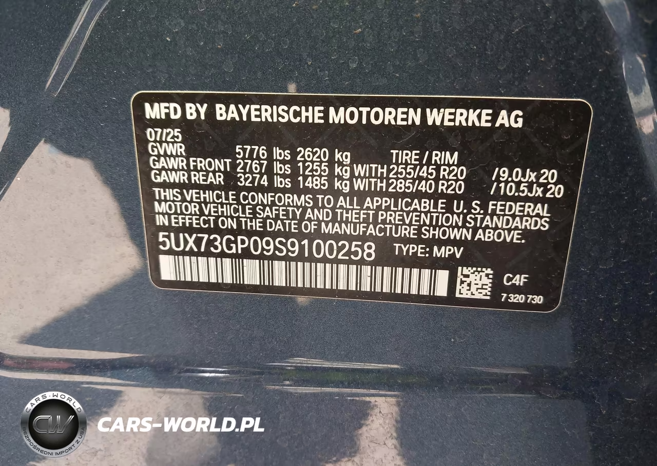 2025 BMW X3 M50 xDrive VIN:5UX73GP09S9100258 - 9