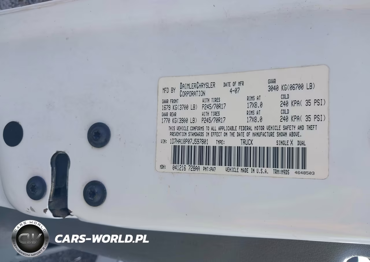 2007 Dodge Ram 1500 Slt VIN:1D7HA18P07J597801 - 9