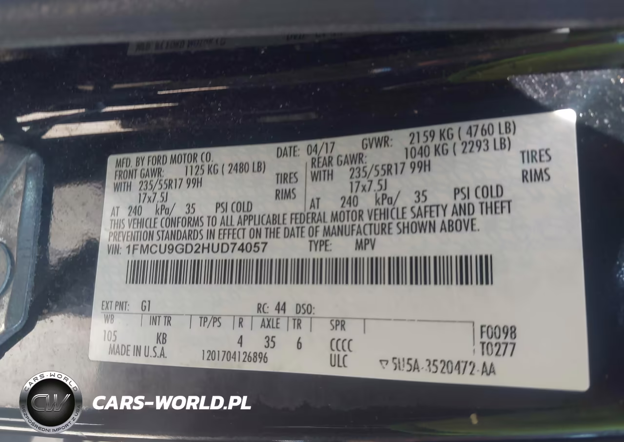 2017 Ford Escape Se VIN:1FMCU9GD2HUD74057 - 9