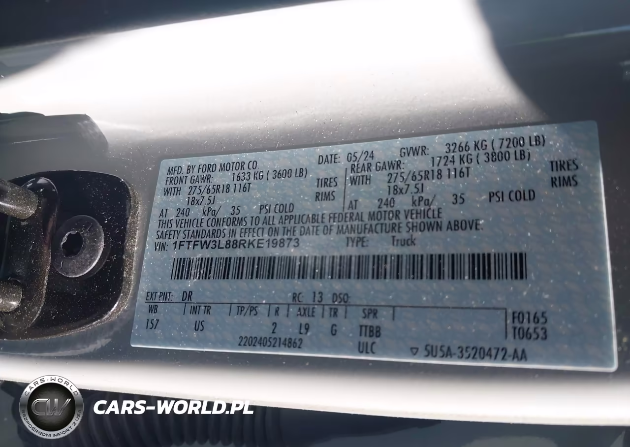 2024 Ford F-150 Xlt VIN:1FTFW3L88RKE19873 - 9