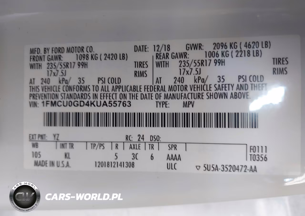 2019 Ford Escape Se VIN:1FMCU0GD4KUA55763 - 9