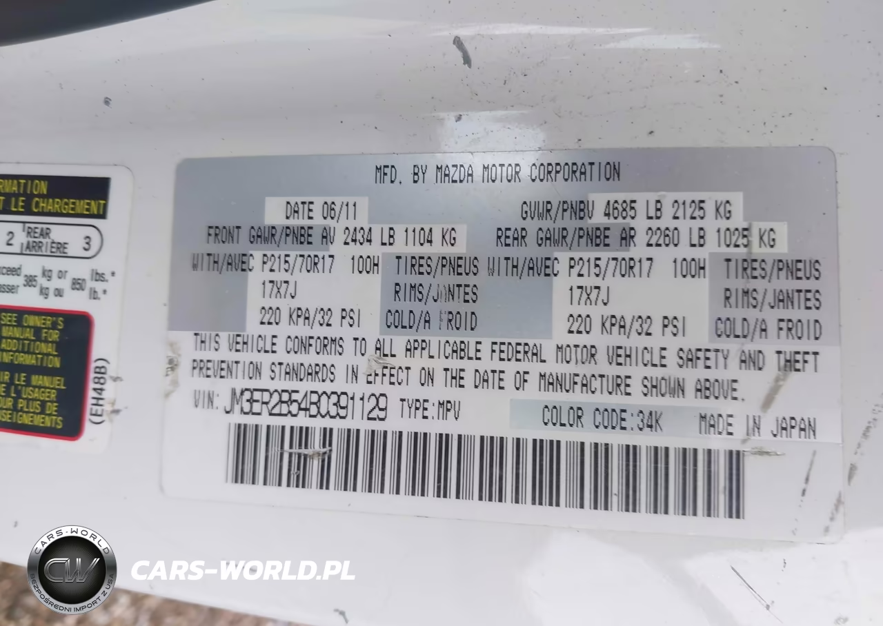 2011 Mazda Cx-7 I Sport VIN:JM3ER2B54B0391129 - 9