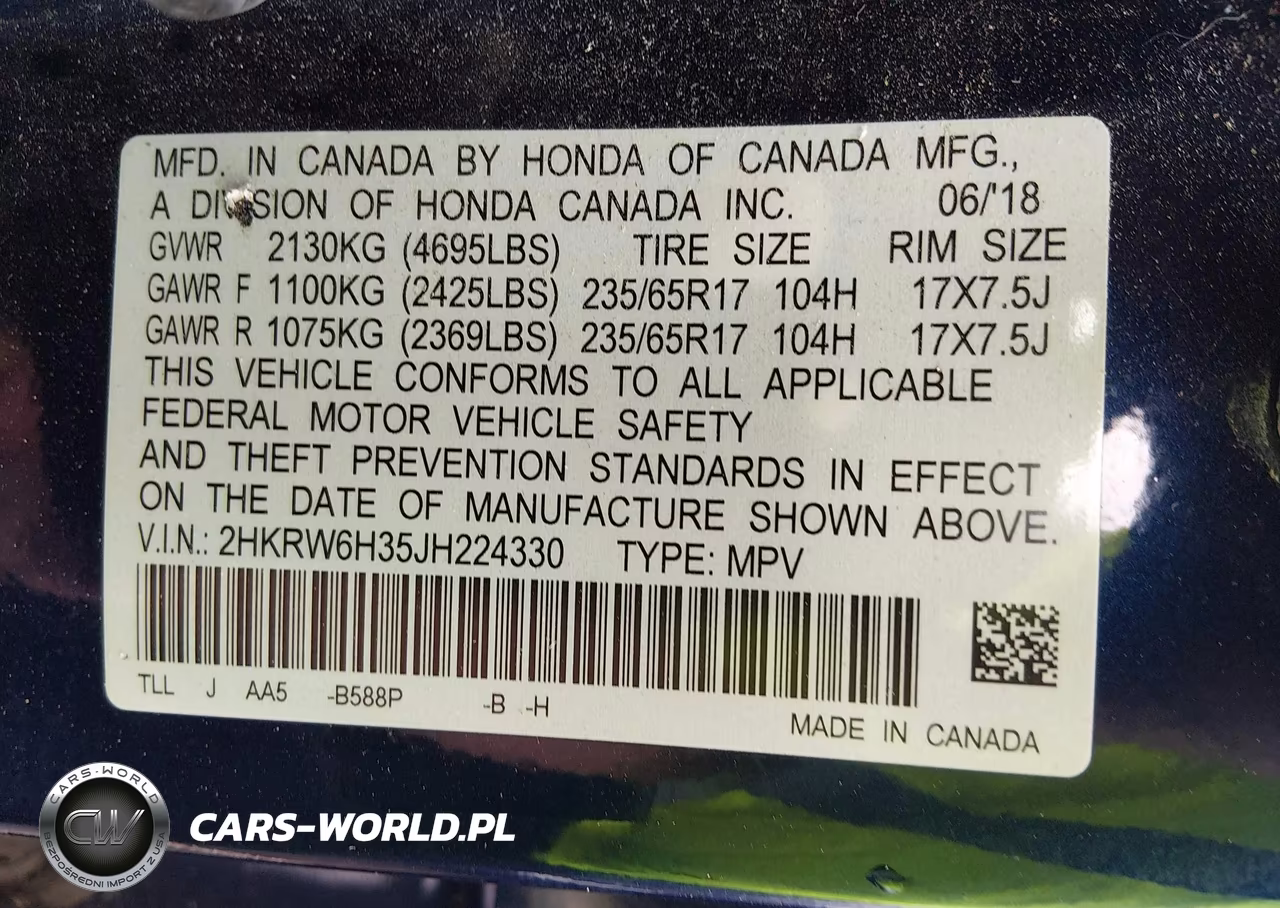 2018 Honda Cr-V Lx VIN:2HKRW6H35JH224330 - 9