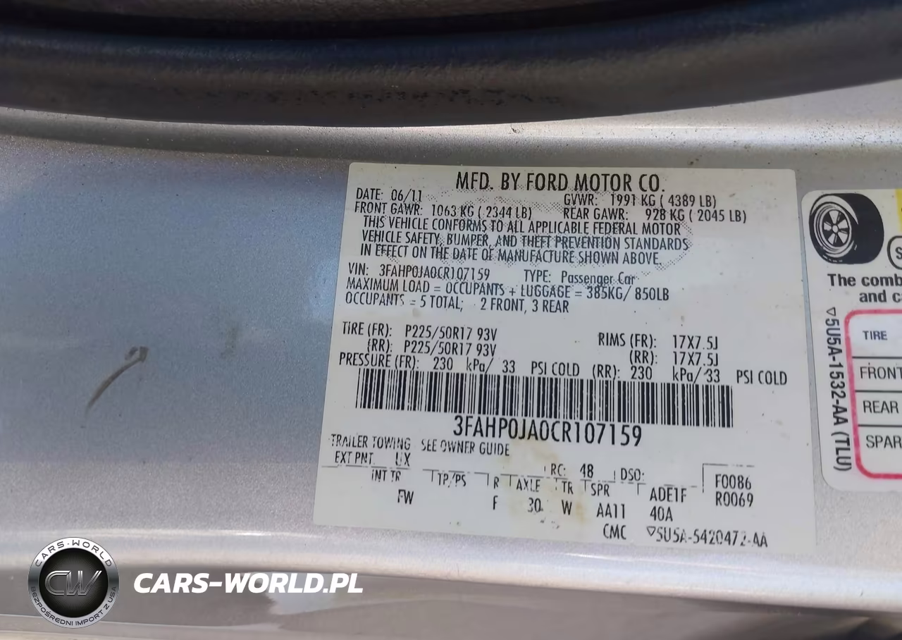 2012 Ford Fusion Sel VIN:3FAHP0JA0CR107159 - 9