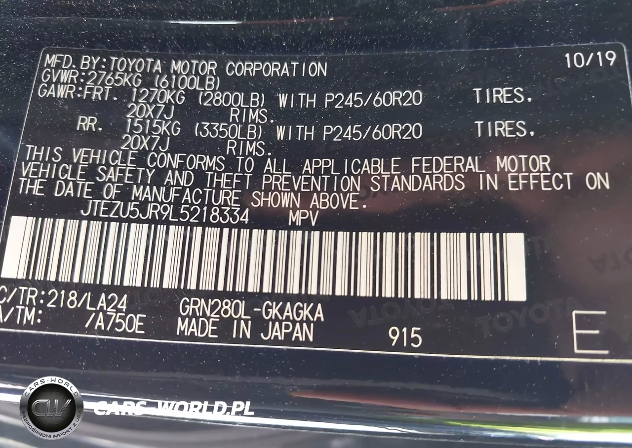 2020 Toyota 4Runner Limited VIN:JTEZU5JR9L5218334 - 9