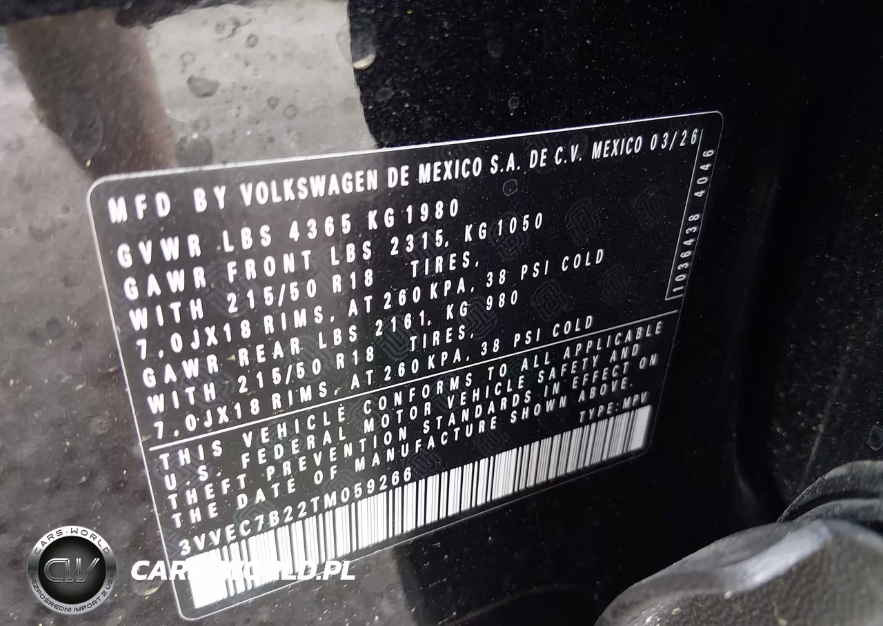 2026 Volkswagen Taos Se VIN:3VVEC7B22TM059266 - 9