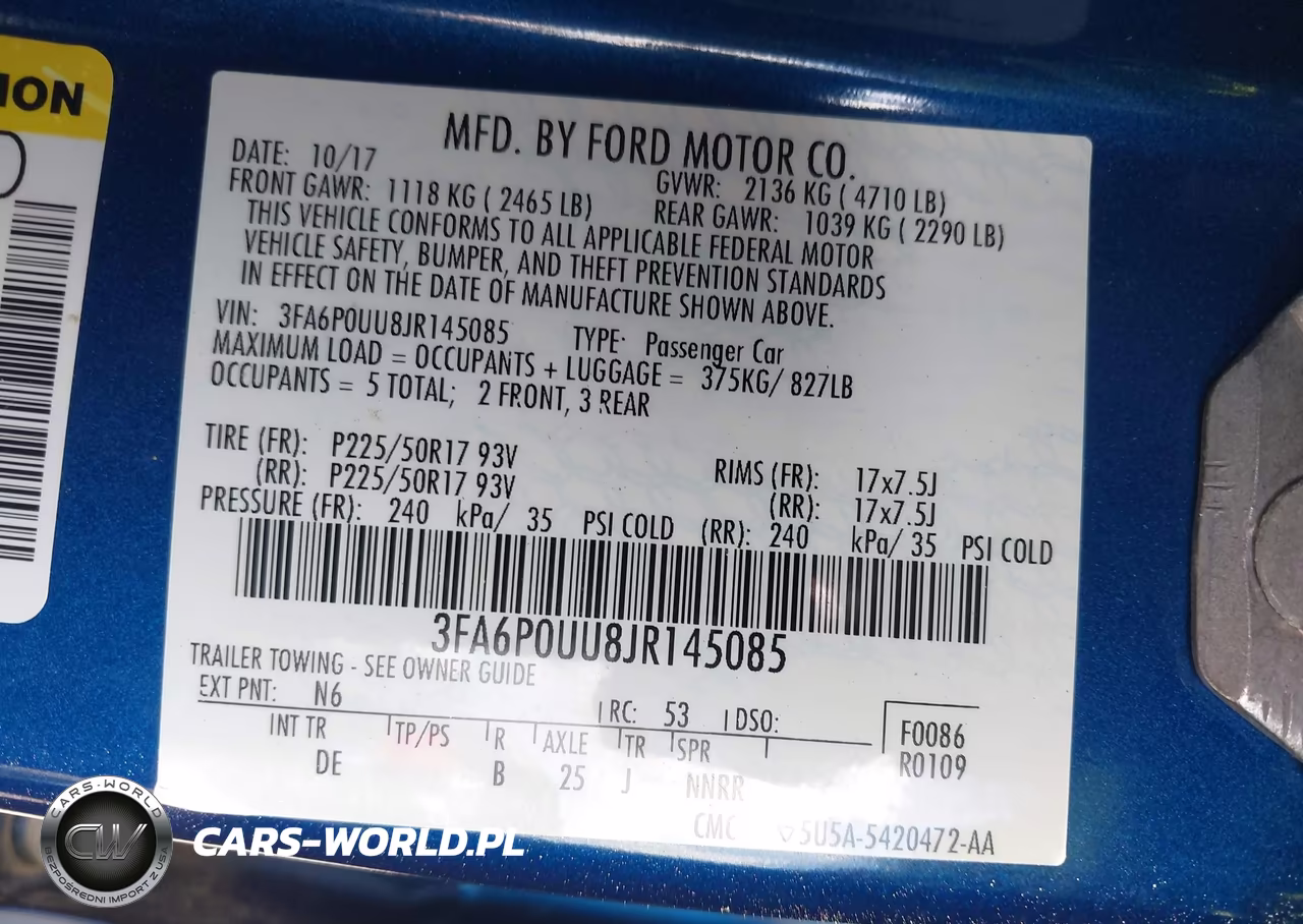 2018 Ford Fusion Hybrid S VIN:3FA6P0UU8JR145085 - 9