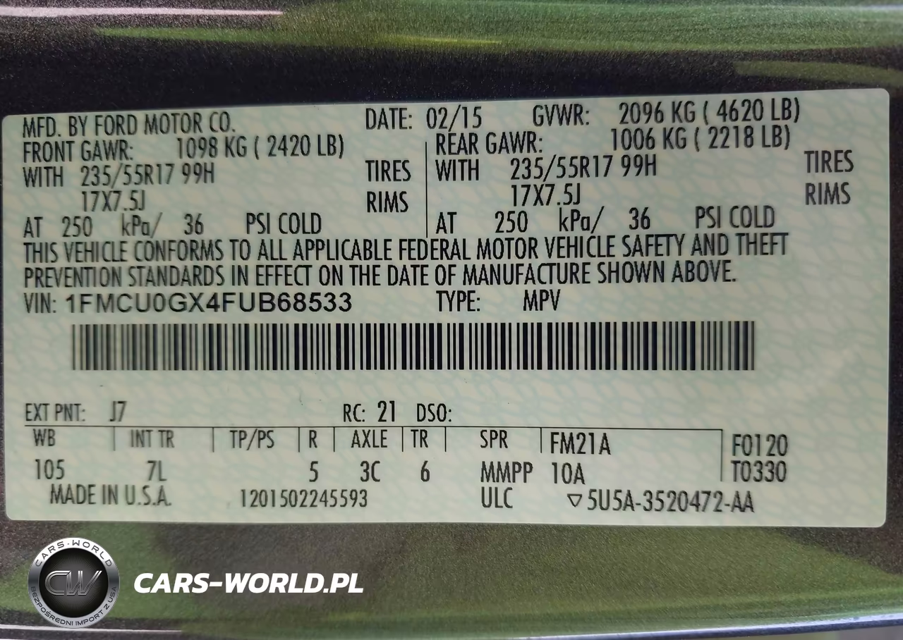 2015 Ford Escape Se VIN:1FMCU0GX4FUB68533 - 9
