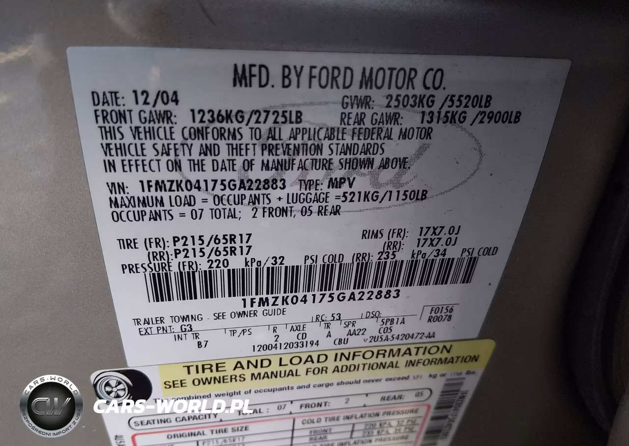 2005 Ford Freestyle Se VIN:1FMZK04175GA22883 - 9