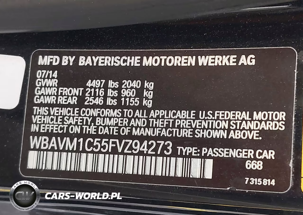 2015 BMW X1 Sdrive28I VIN:WBAVM1C55FVZ94273 - 9