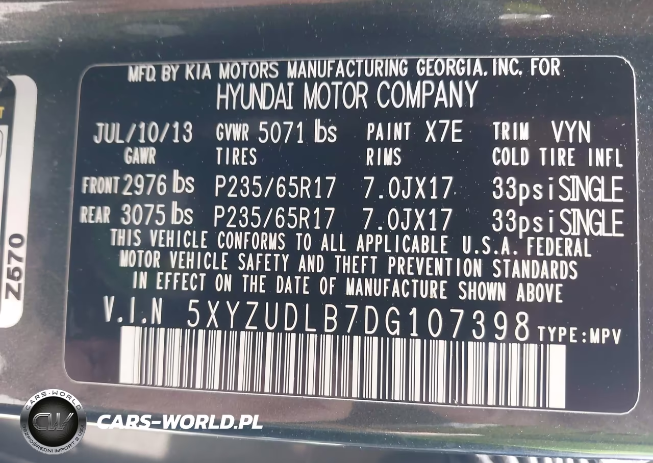 2013 Hyundai Santa Fe Sport VIN:5XYZUDLB7DG107398 - 9