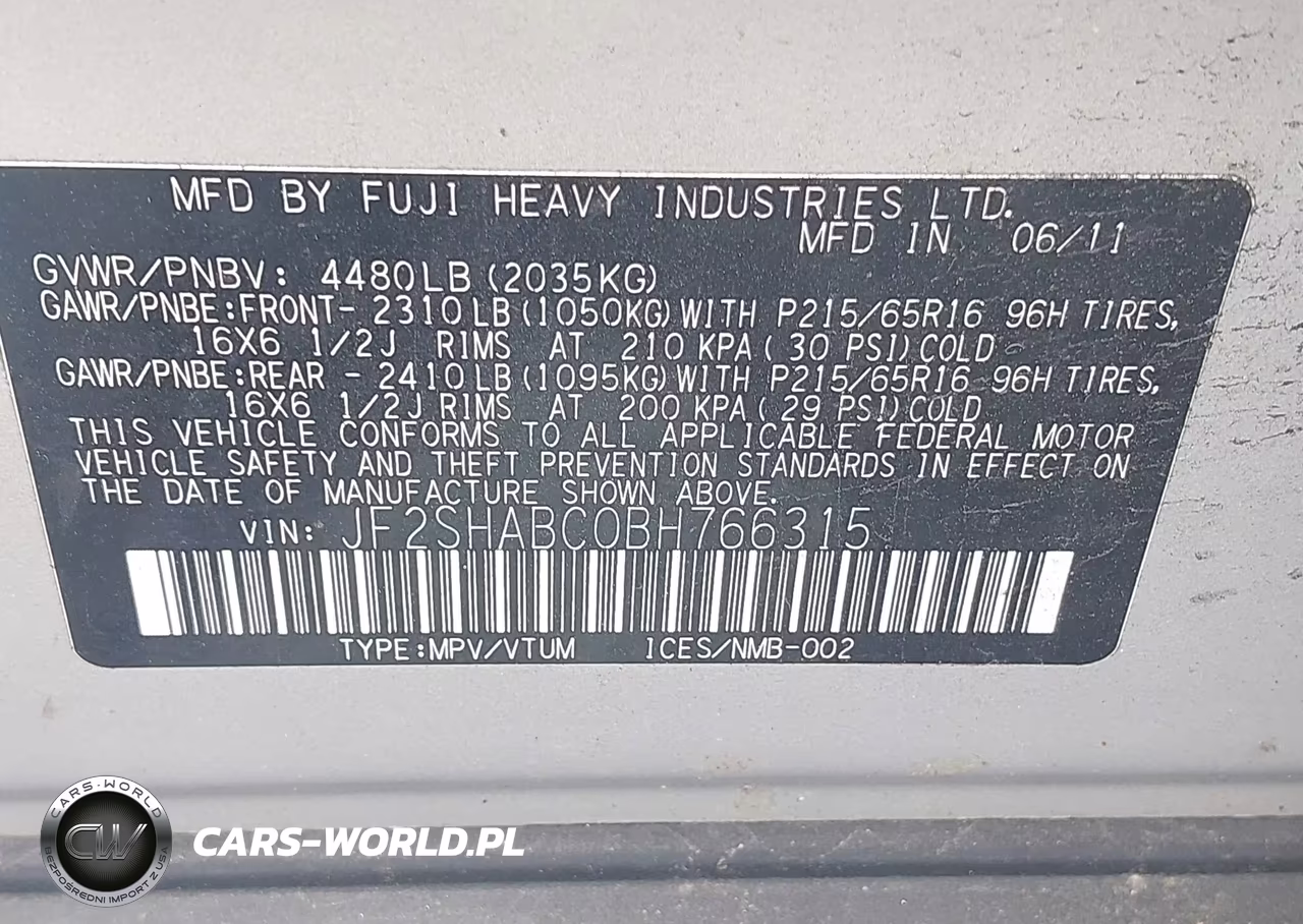 2011 Subaru Forester 2.5X VIN:JF2SHABC0BH766315 - 9
