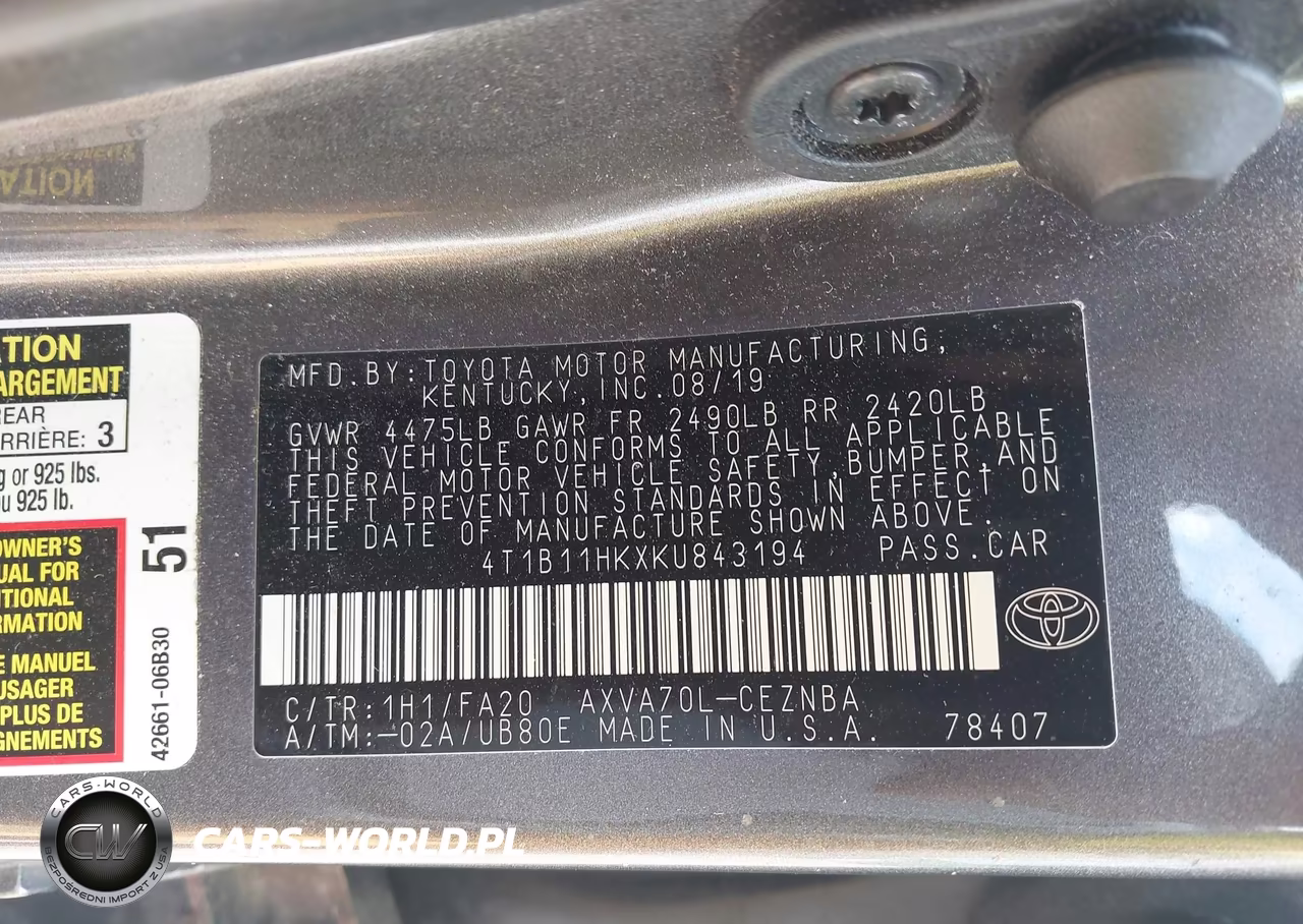 2019 Toyota Camry Le VIN:4T1B11HKXKU843194 - 9