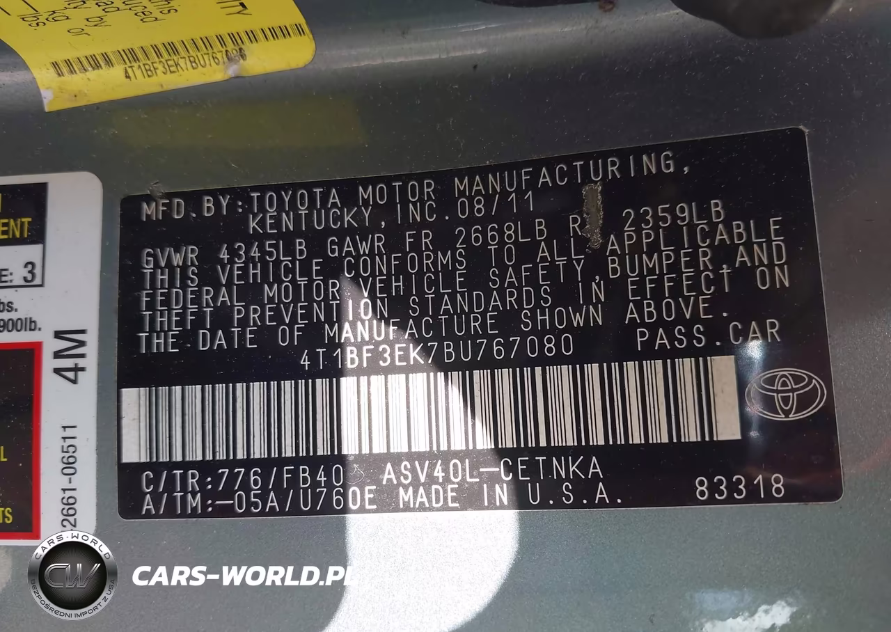2011 Toyota Camry Le VIN:4T1BF3EK7BU767080 - 9