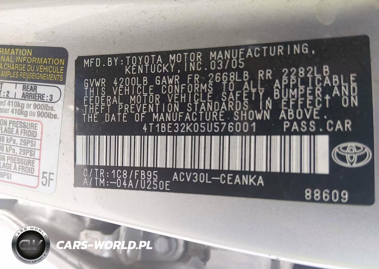 2005 Toyota Camry Le VIN:4T1BE32K05U576001 - 9