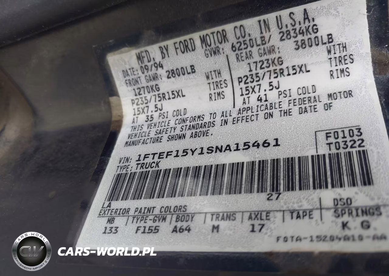 1995 Ford F150 VIN:1FTEF15Y1SNA15461 - 9
