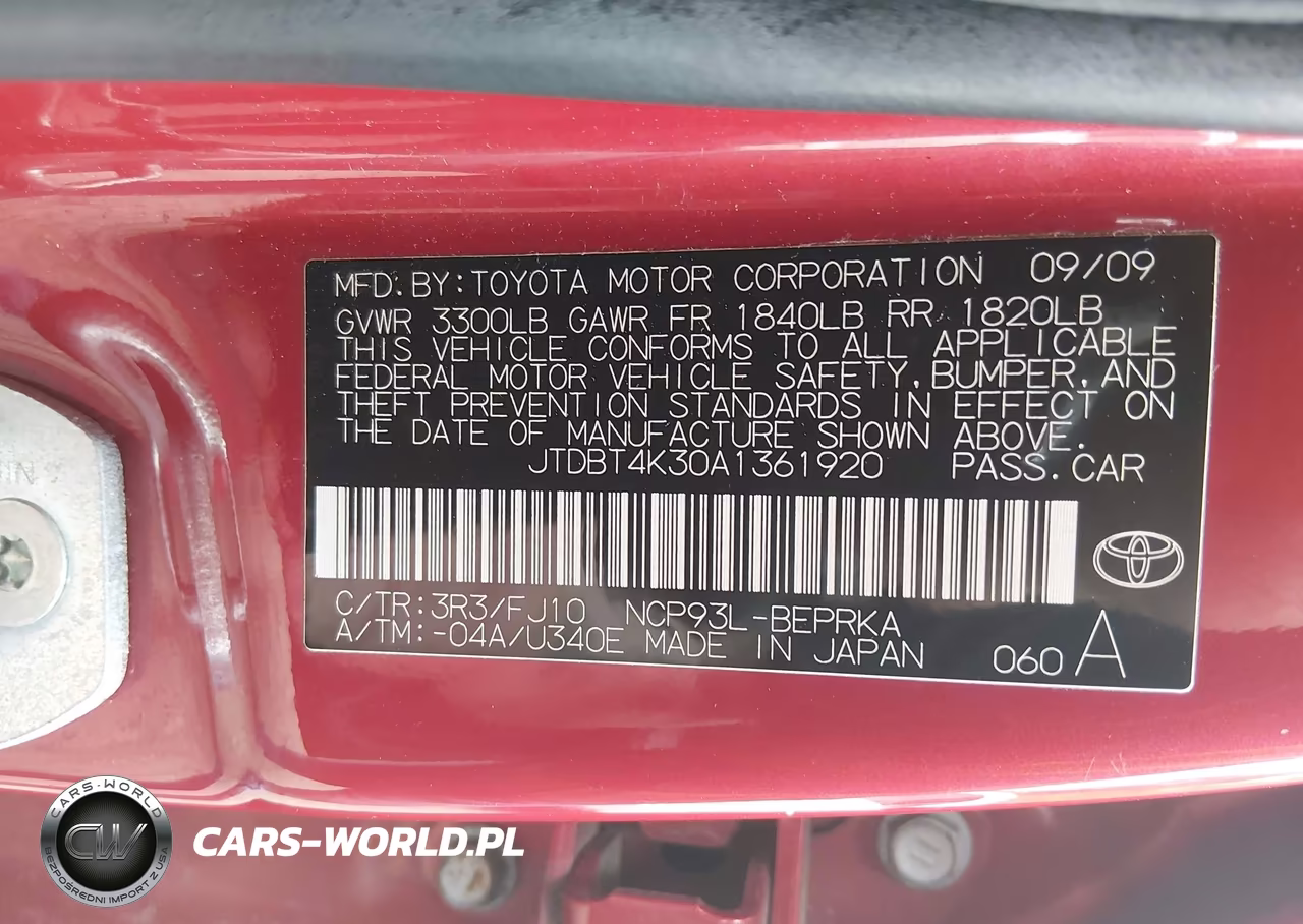 2010 Toyota Yaris VIN:JTDBT4K30A1361920 - 9