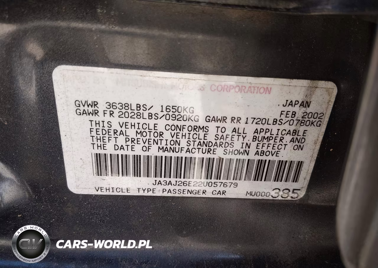 2002 Mitsubishi Lancer Es VIN:JA3AJ26E22U057679 - 9
