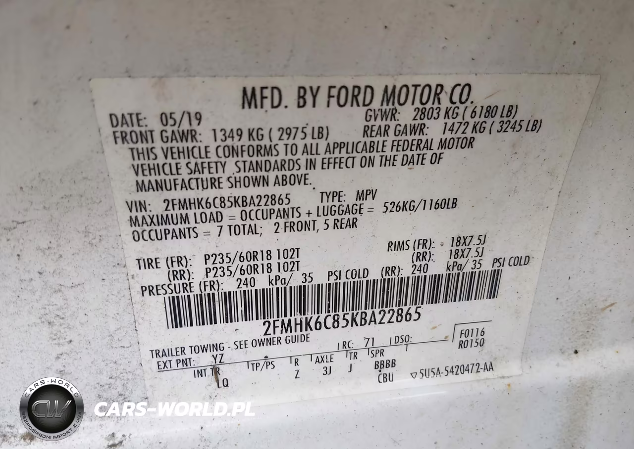 2019 Ford Flex Sel VIN:2FMHK6C85KBA22865 - 9