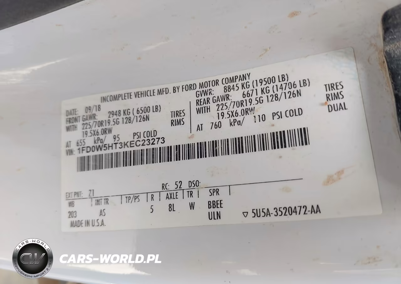 2019 Ford F-550 Chassis Lariat-Xl-Xlt VIN:1FD0W5HT3KEC23273 - 9