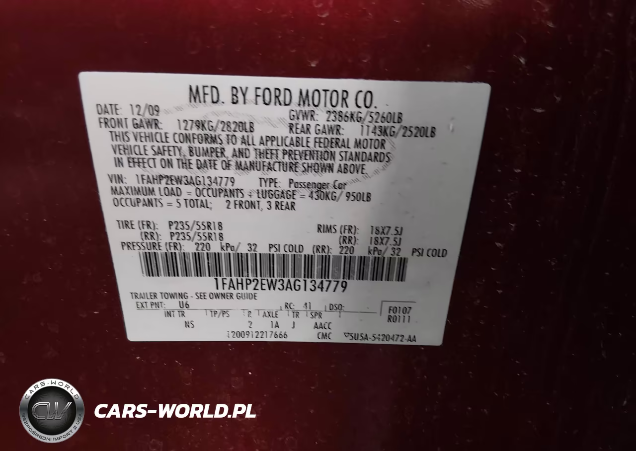 2010 Ford Taurus Sel VIN:1FAHP2EW3AG134779 - 9