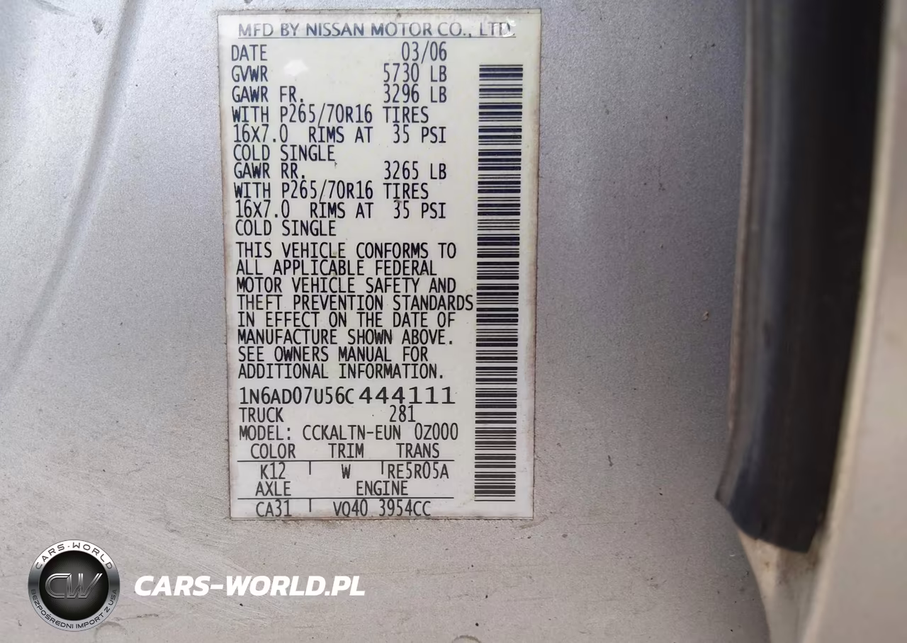 2006 Nissan Frontier Se VIN:1N6AD07U56C444111 - 9