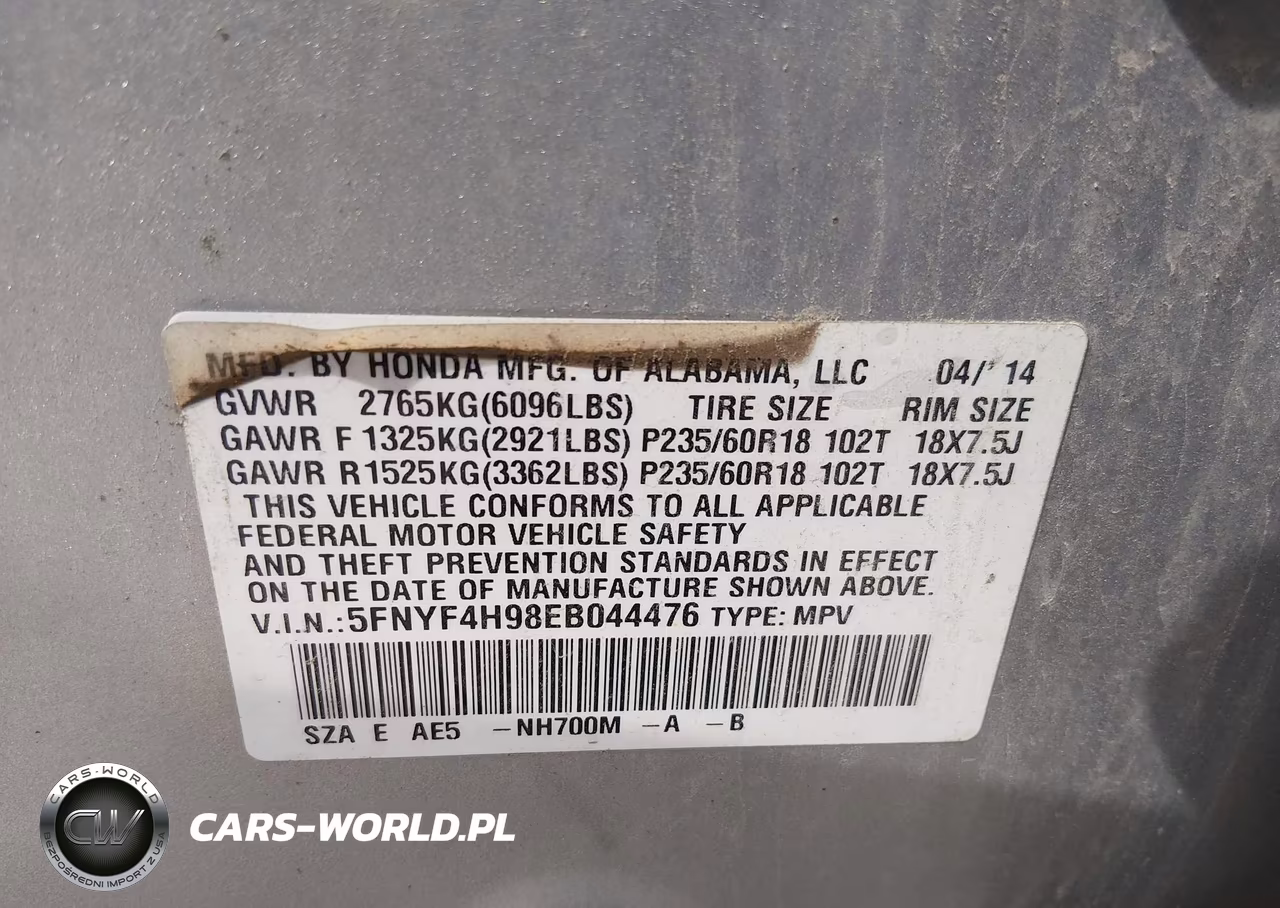 2014 Honda Pilot Touring VIN:5FNYF4H98EB044476 - 9