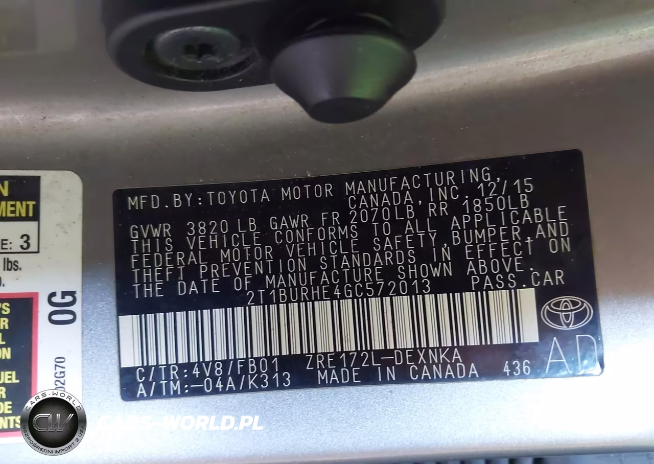 2016 Toyota Corolla Le VIN:2T1BURHE4GC572013 - 9