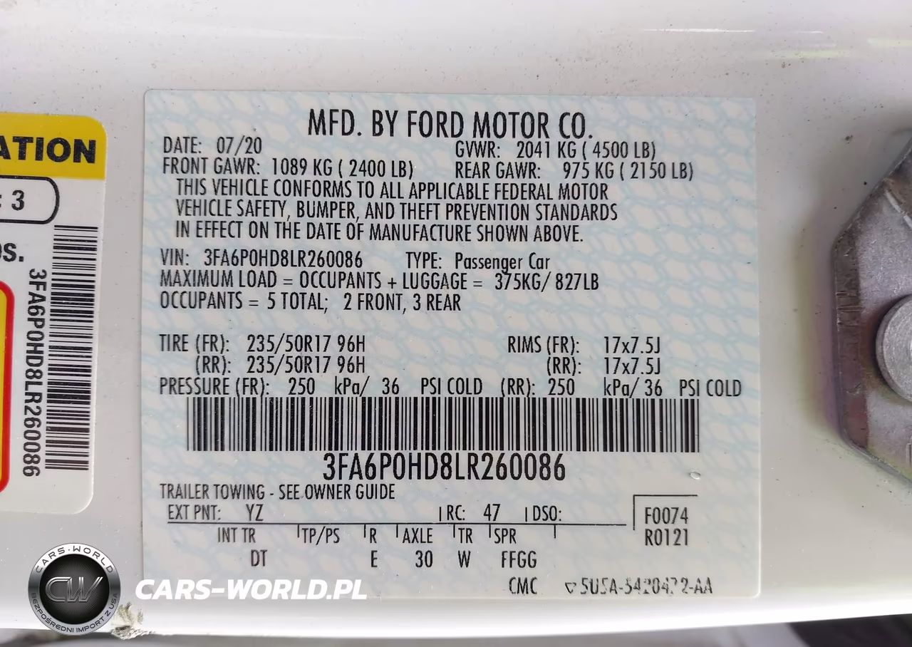 2020 Ford Fusion Se VIN:3FA6P0HD8LR260086 - 9
