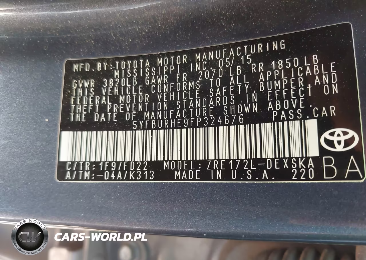 2015 Toyota Corolla S Plus VIN:5YFBURHE9FP324676 - 9
