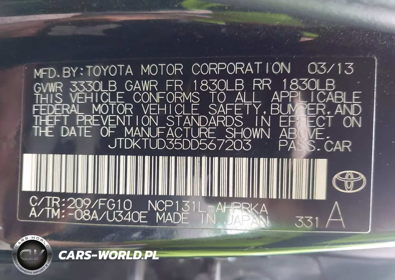 2013 Toyota Yaris Le VIN:JTDKTUD35DD567203 - 9