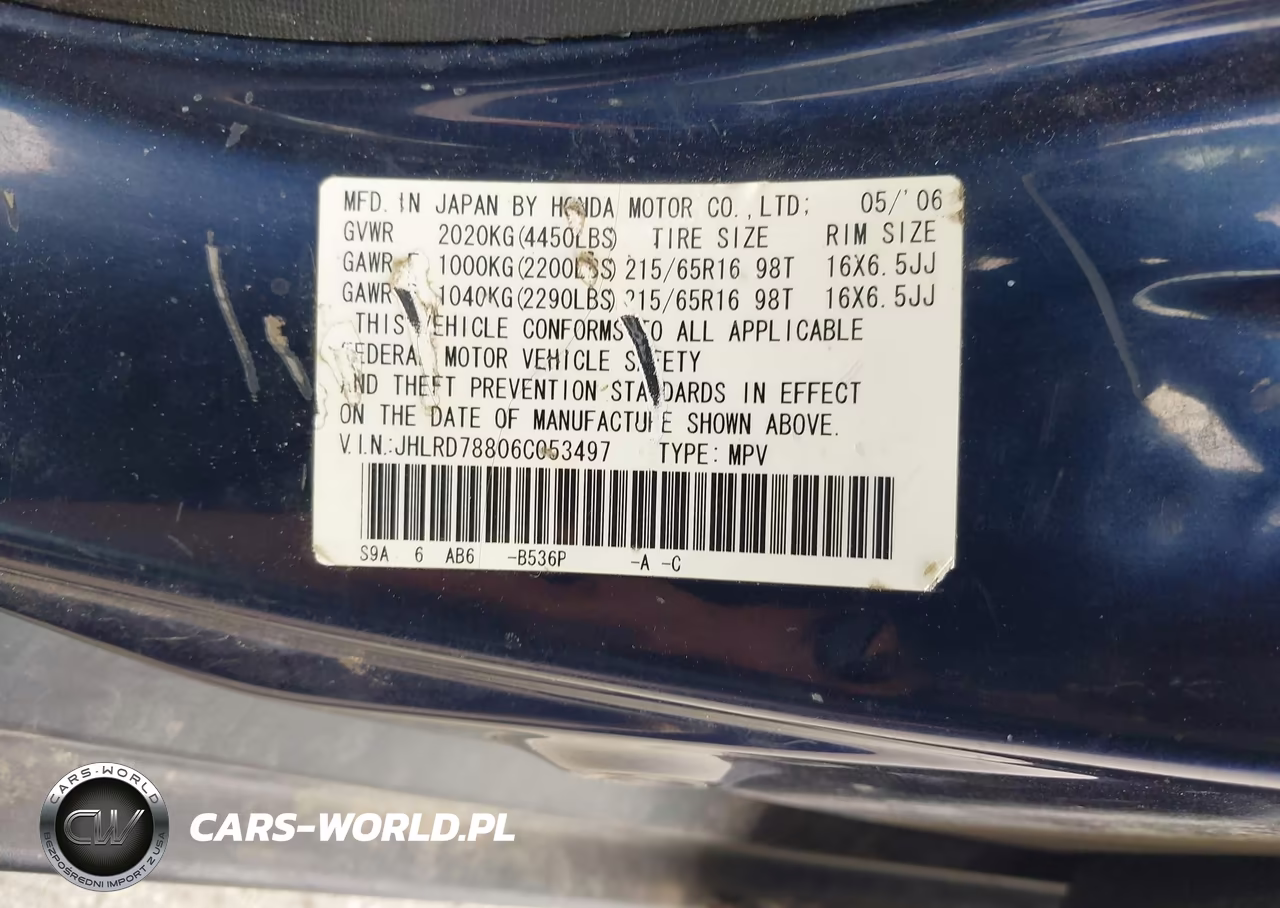 2006 Honda Cr-V Ex VIN:JHLRD78806C053497 - 9