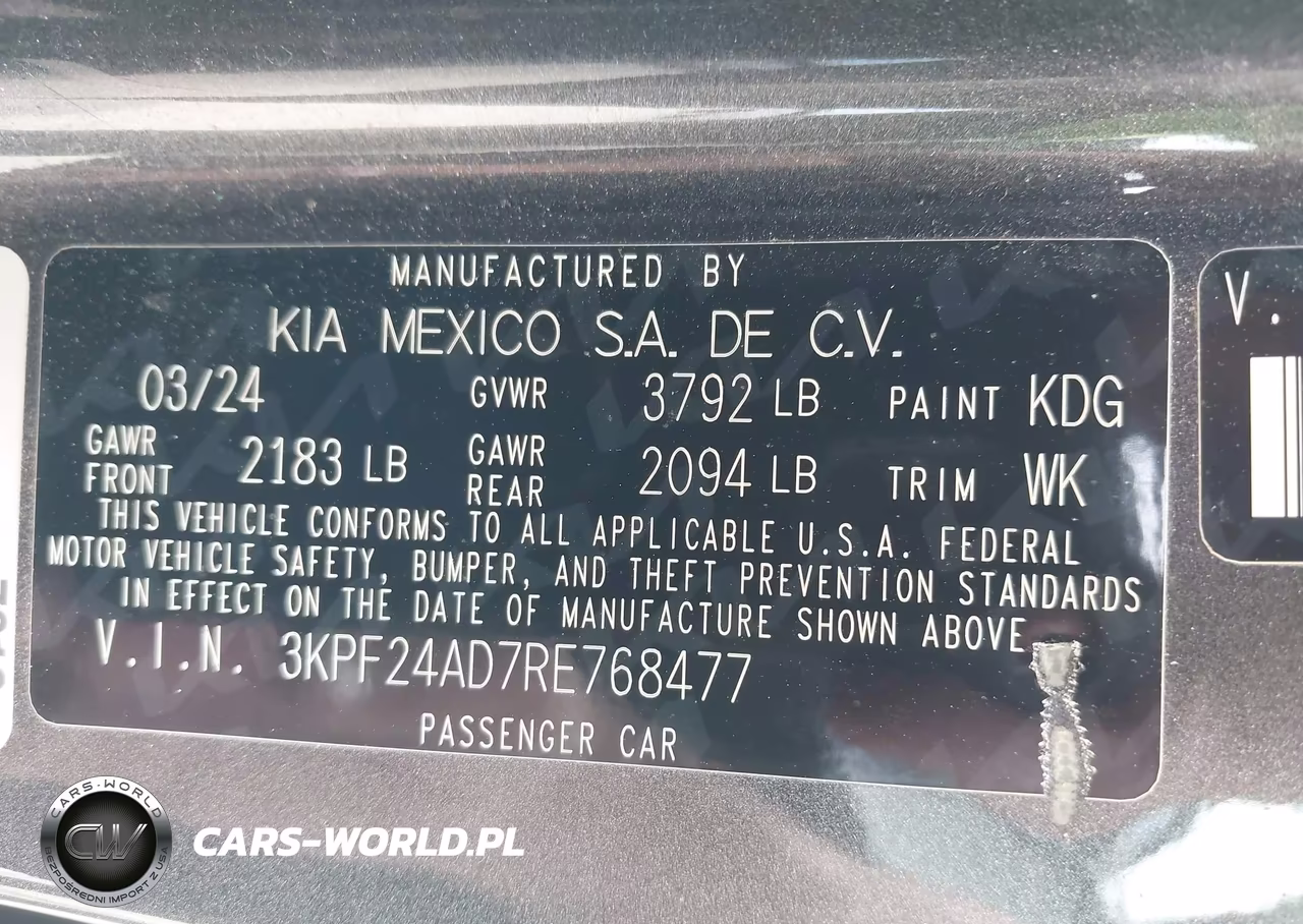 2024 Kia Forte Lxs VIN:3KPF24AD7RE768477 - 9