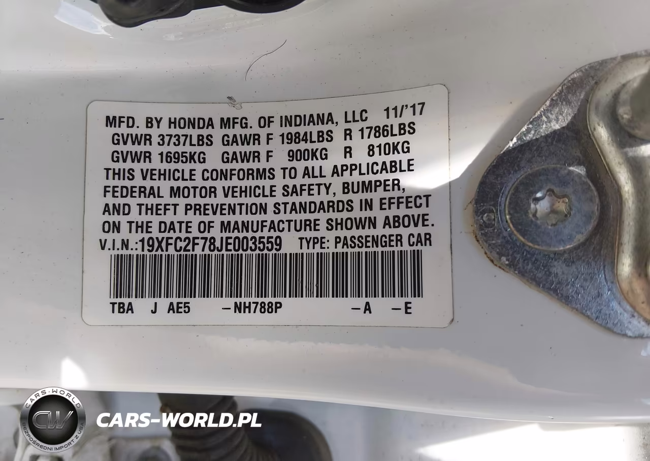 2018 Honda Civic Ex VIN:19XFC2F78JE003559 - 9