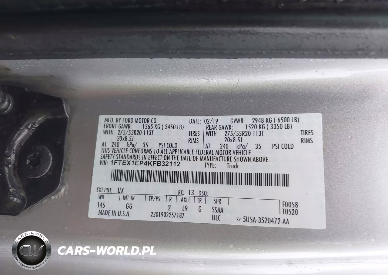 2019 Ford F-150 Xl VIN:1FTEX1EP4KFB32112 - 9