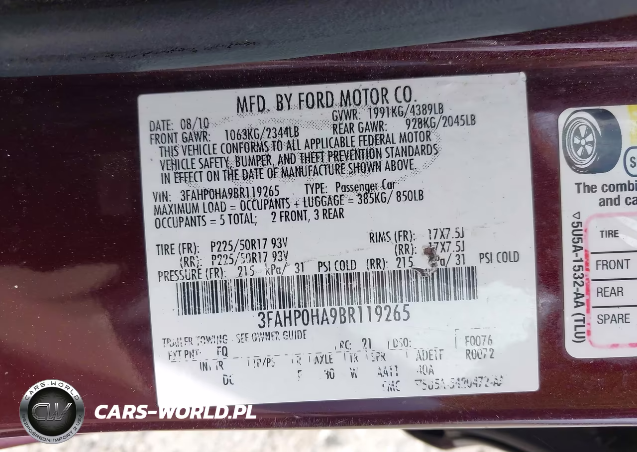 2011 Ford Fusion Se VIN:3FAHP0HA9BR119265 - 9