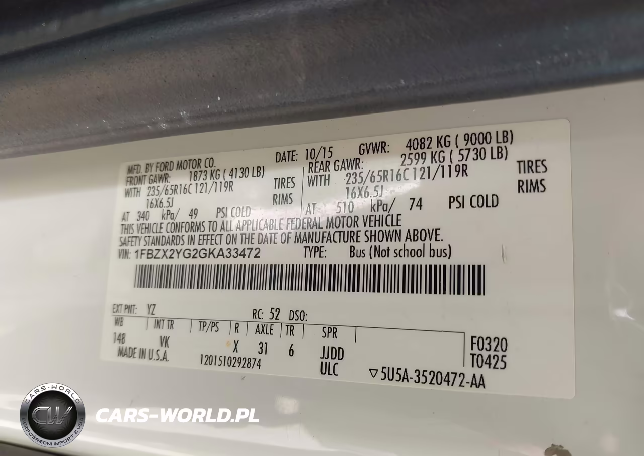 2016 Ford Transit-350 Xl VIN:1FBZX2YG2GKA33472 - 9
