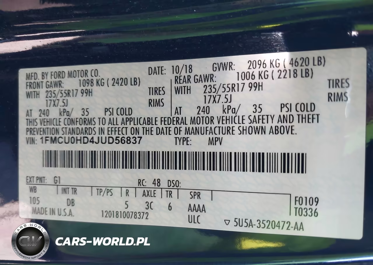 2018 Ford Escape Sel VIN:1FMCU0HD4JUD56837 - 9