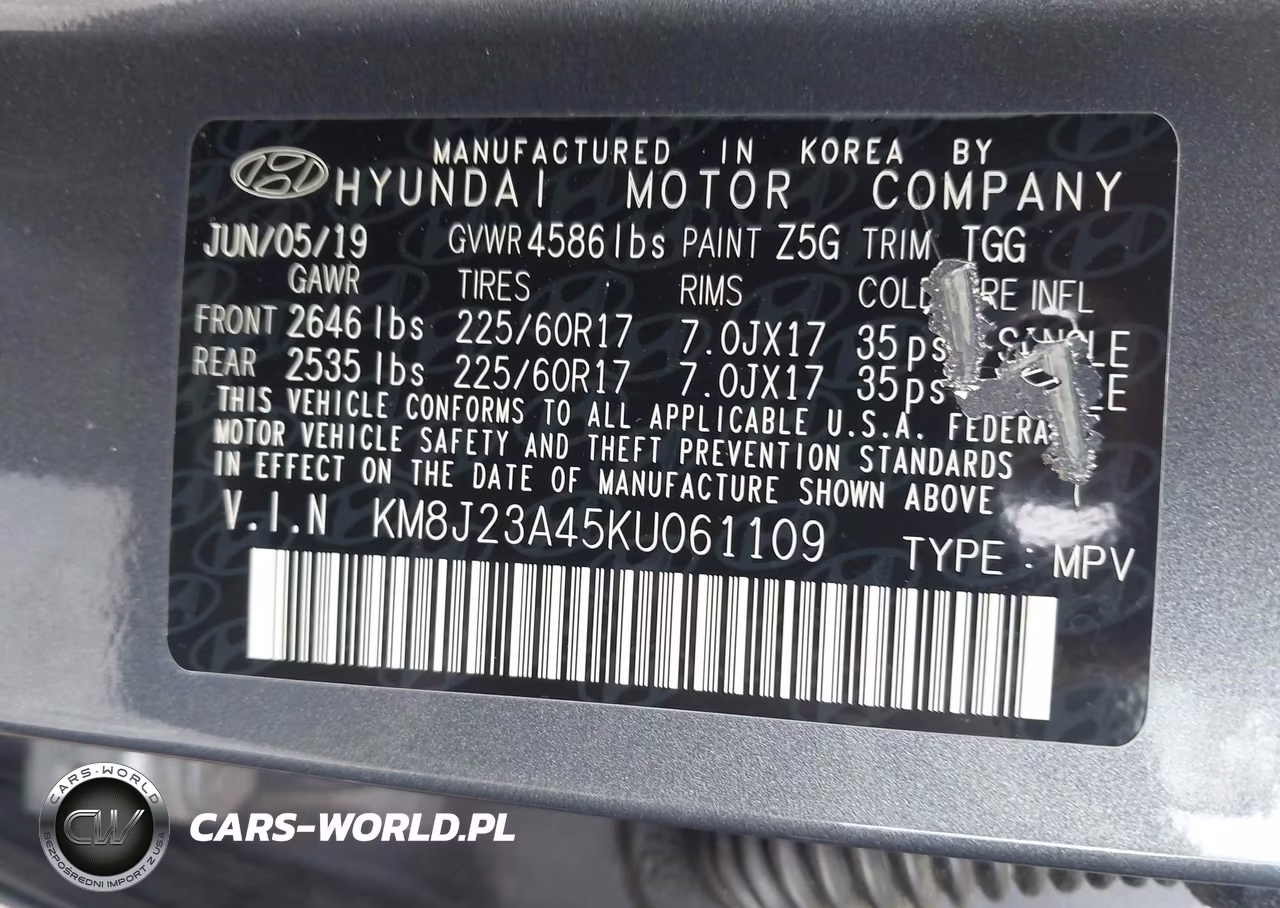 2019 Hyundai Tucson Se VIN:KM8J23A45KU061109 - 9