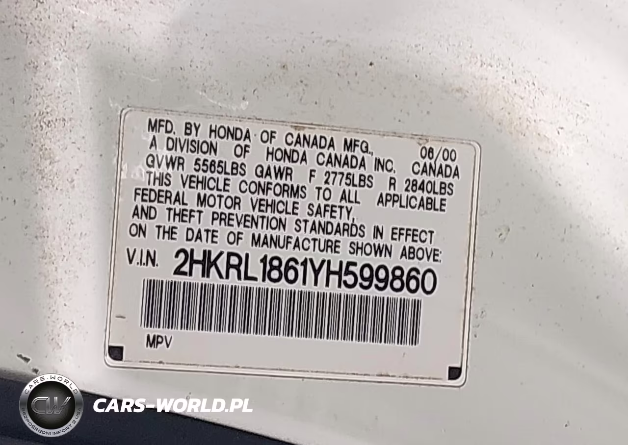 2000 Honda Odyssey Ex VIN:2HKRL1861YH599860 - 9