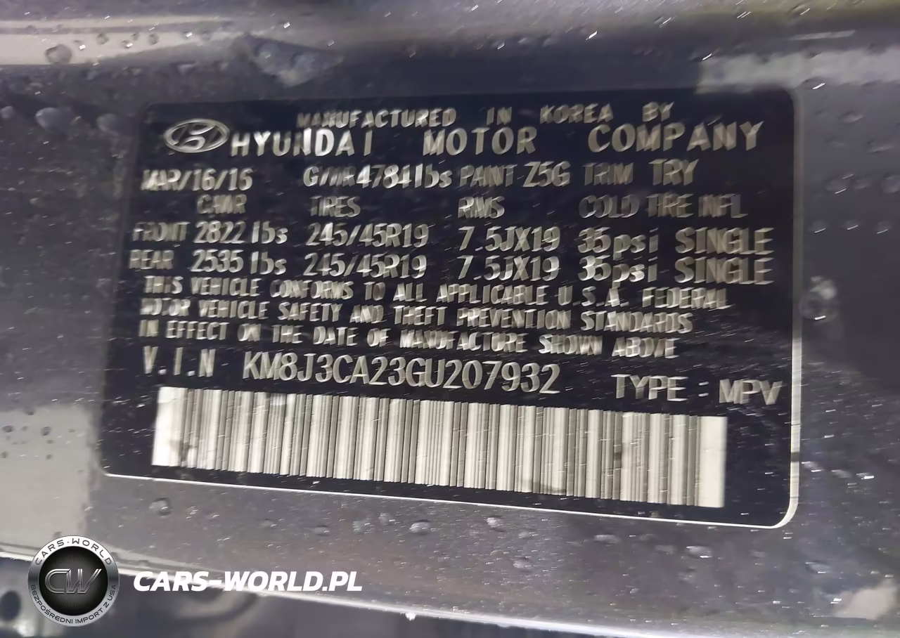 2016 Hyundai Tucson Sport VIN:KM8J3CA23GU207932 - 9